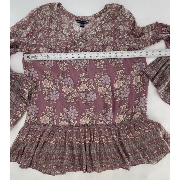 American Eagle Floral Mixed Print Boho Peasant Flowy Blouse Sz S Hippie, Relaxed - Picture 12 of 12